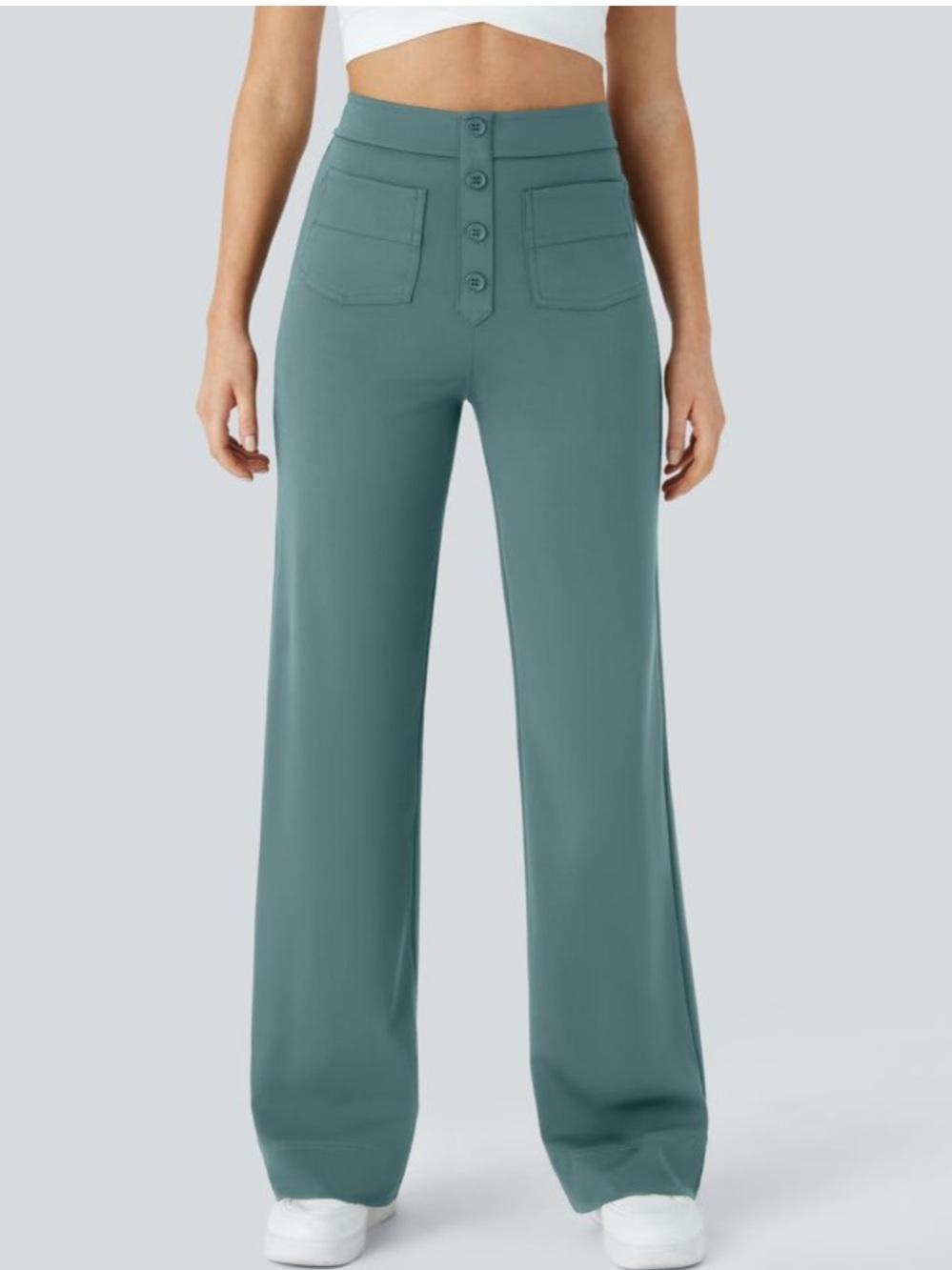 Halara Flex High-Waist Wide Leg Pull on Pants - Green